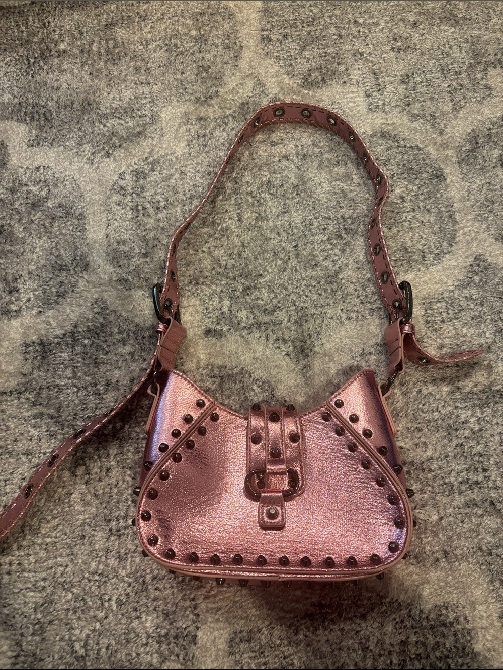 Metallic Rose Studded Shoulder Bag - Women urban outfitters